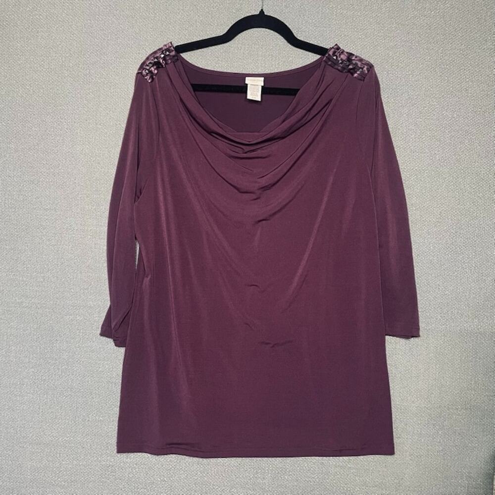 Covington Women's XL Tunic Eggplant Purple Casual Office Party Flattering